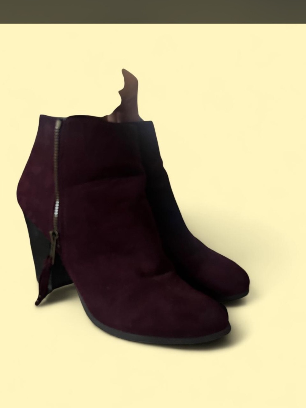 Charlotte Russe Dark Plum Suede Wedge Ankle Booties